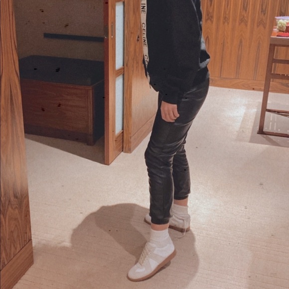 XS Black Faux Leather Jogger Pants - Picture 2 of 9